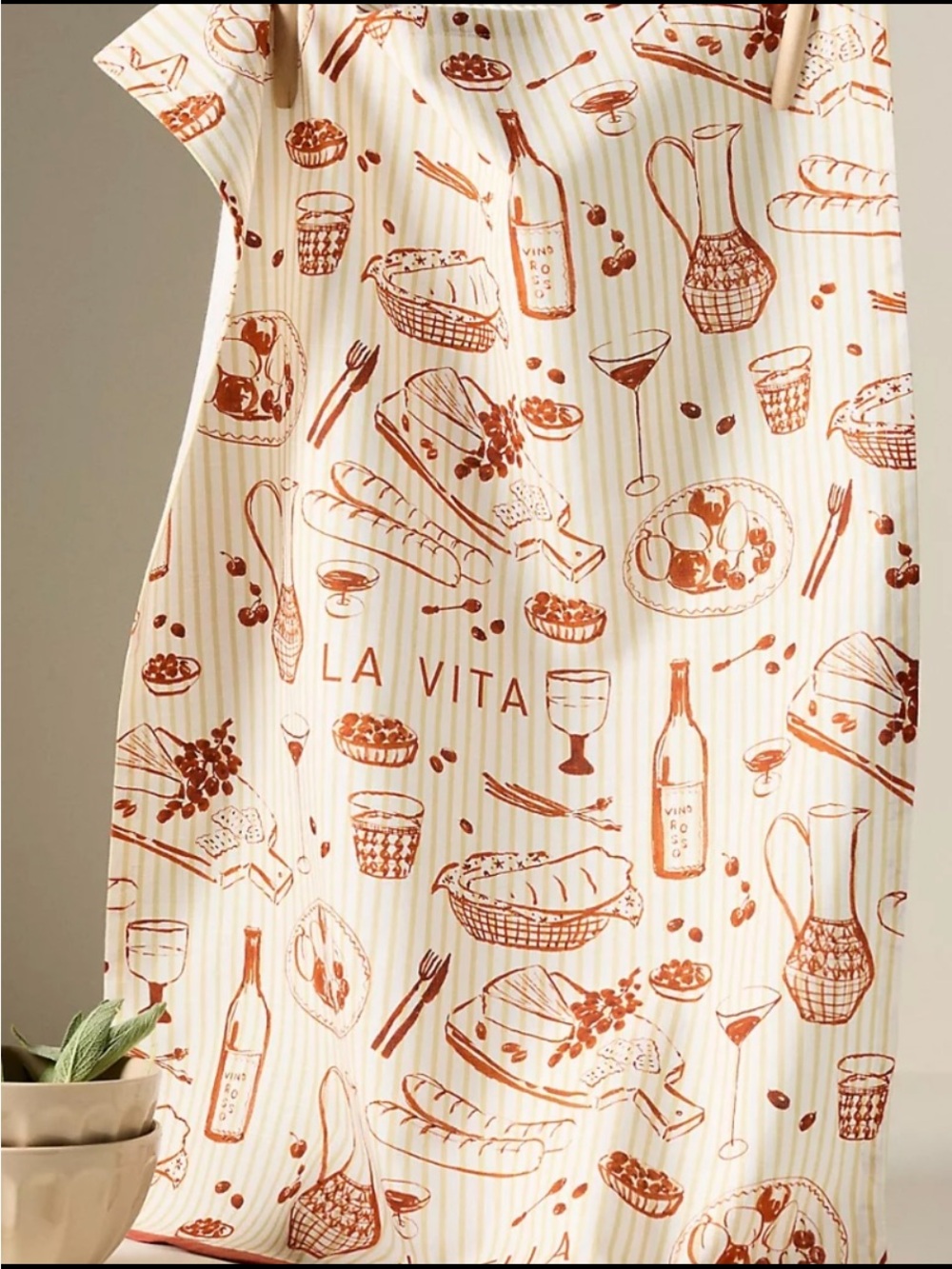 La Vita Kitchen Dish Towel in Rust Print